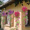 2Pcs Artificial Fake Hanging Plants Flowers, Faux Silk Fuchsia Orchid Long Vines